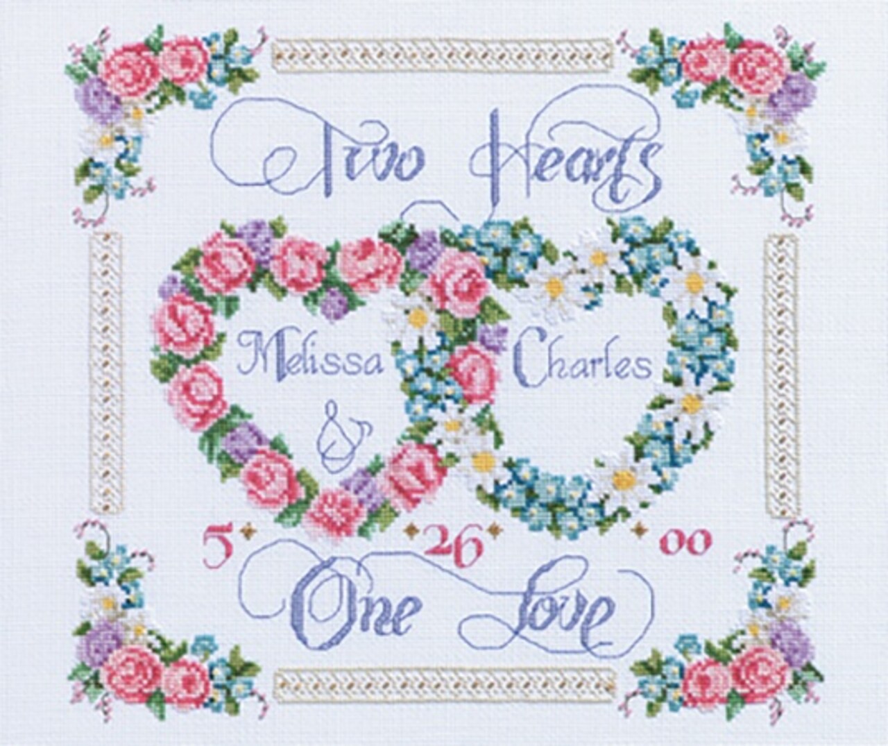 Janlynn Counted Cross Stitch Kit 14"X12"-Two Hearts, One Love